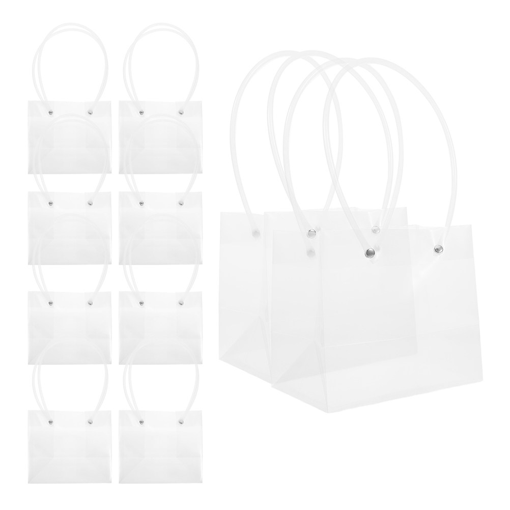 The Florist Supply Shop - 16個入り花柄ギフトバッグ 透明プラスチック製花束バッグ ダブルハンドル付き 花屋用品 キャンディー チョコレート用