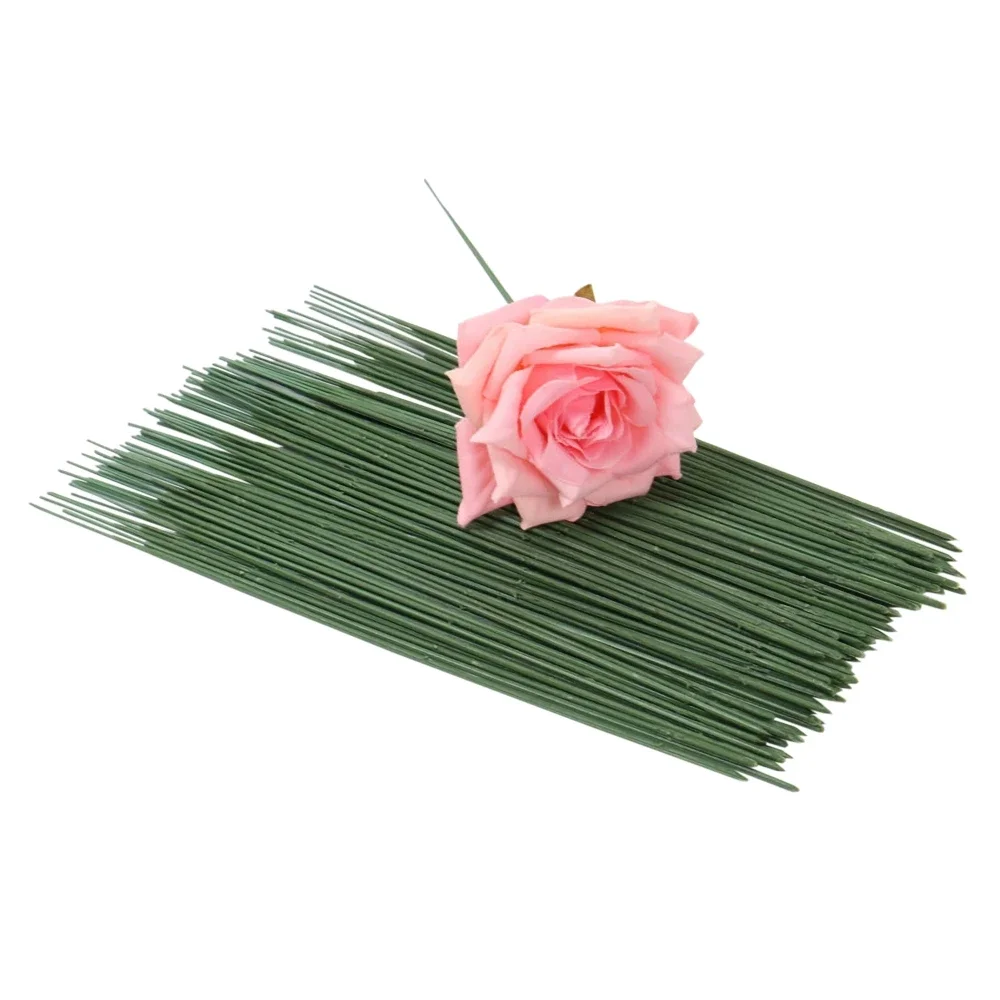 Wire Stem Florist - 100 個人工鉢植え茎プラスチック園芸フラワーロッド植物ワイヤーブーケラップフラワースティック花屋クラフト装飾