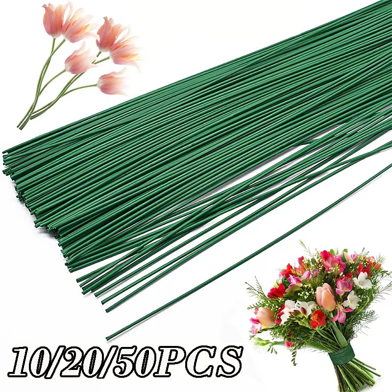 Wire Stem Florist - 10/20/50本入り 人工花用ワイヤー茎 フラワーアレンジメント用 20/30/40cm DIY ウェディング