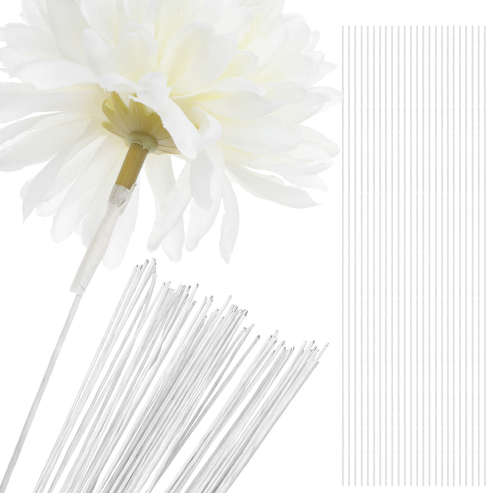 Wire Stem Florist - 100本入り フローラルワイヤー 鉄製フレキシブルクラフトワイヤー DIYフラワーアレンジメント ウェディングブーケラッピング用