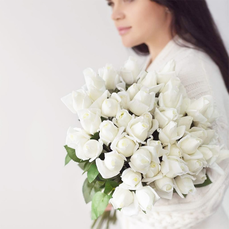 Florist Supply Bulk - ラテックスの茎の茎,7個,偽のシリコーンの装飾的な花,ハンドルの感触,家庭用または結婚式用