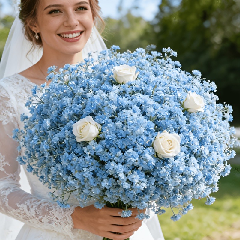 Florist Supply Bulk - 10個入り人工ブルーカスミソウ300花リアルタッチステム結婚記念日センターピースデコレーション