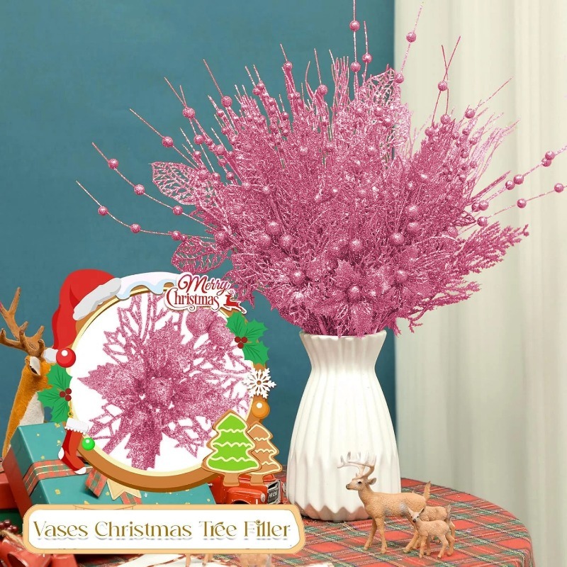 12 個ピンククリスマスツリーデコレーション人工グリッタース - Florist Supply Bulk のレビューと価格