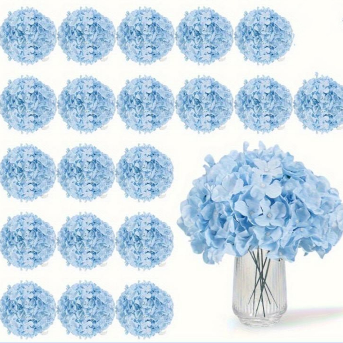 茎付き人工アジサイの花20本、リアルでシルクのような質感の丸 - Florist Supply Bulk のレビューと価格