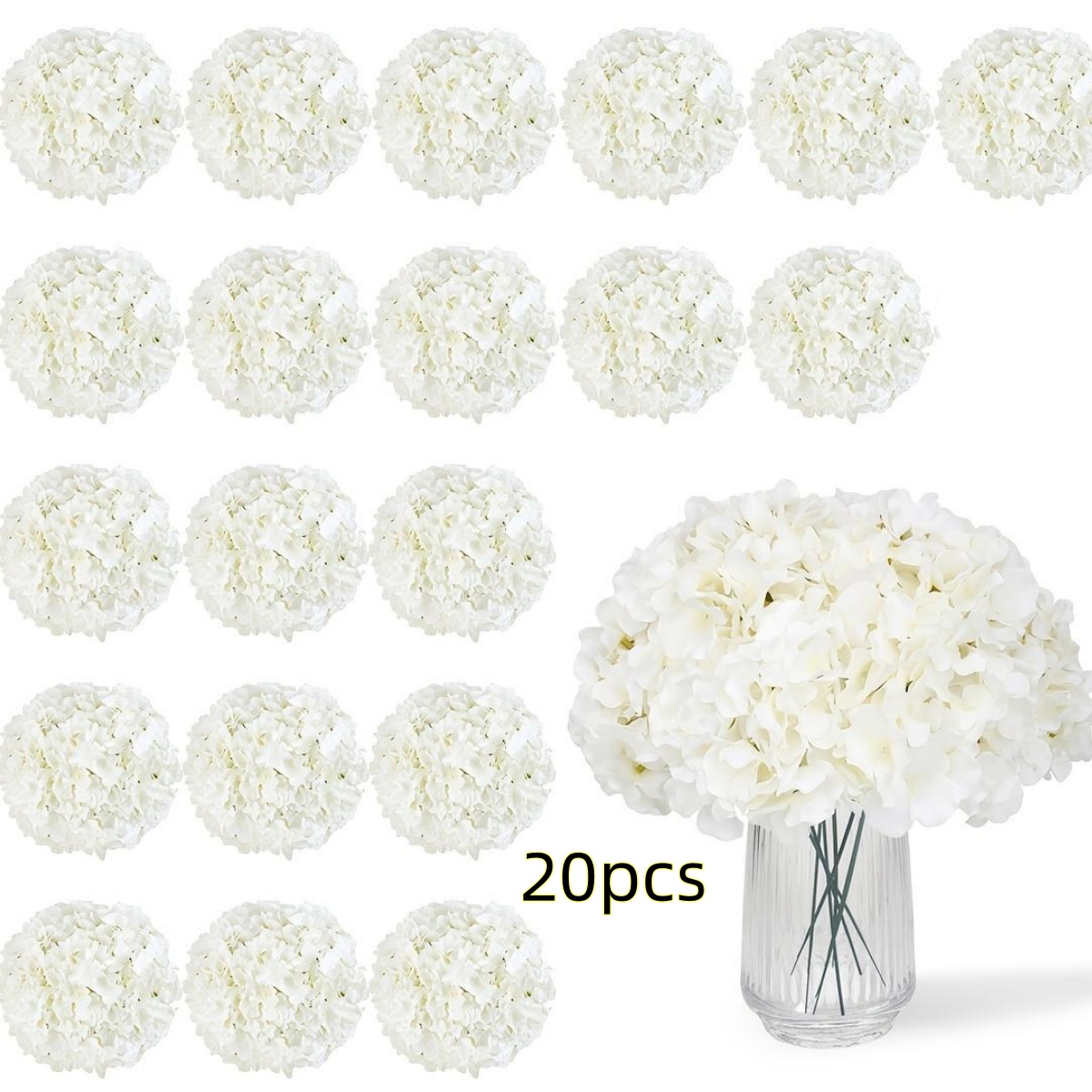 茎付き人工アジサイの花20本、リアルでシルクのような質感の丸 - Florist Supply Bulk のレビューと価格