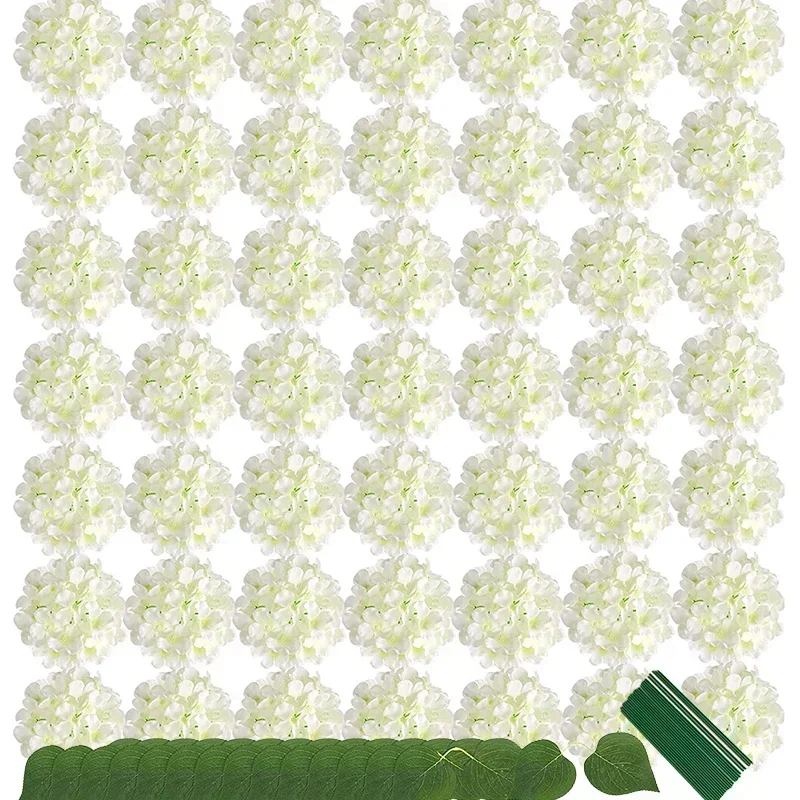 50 個アジサイ造花取り外し可能な茎シルクアジサイヘッド花結 - Florist Supply Bulk のレビューと価格