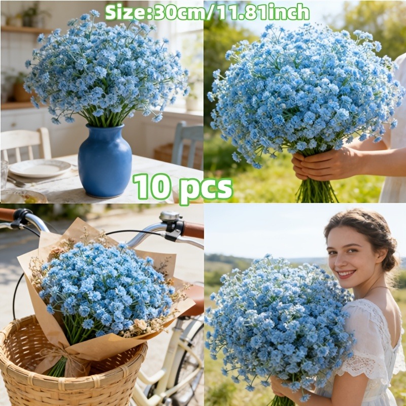 10個入り人工ブルーカスミソウ300花リアルタッチステム結婚 - Florist Supply Bulk のレビューと価格